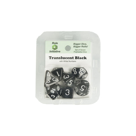 Role 4 Initiative 50103 Translucent Black w/ White Polyhedral Dice Set (7-ct)