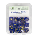 Role 4 Initiative 50108 Translucent Dark Blue w/ Gold Polyhedral Dice Set (15-ct)