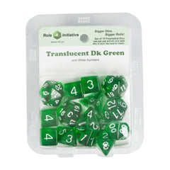 Role 4 Initiative 50110 Translucent Dark Green w/ White Polyhedral Dice Set (15-ct)