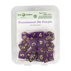 Role 4 Initiative 50114 Translucent Dark Purple w/ Gold Polyhedral Dice Set (15-ct)