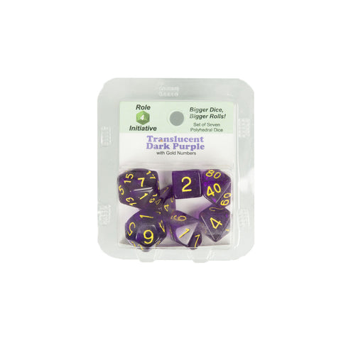 Role 4 Initiative 50114 Translucent Dark Purple w/ Gold Polyhedral Dice Set (7-ct)