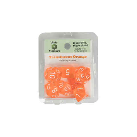 Role 4 Initiative 50106 Translucent Orange w/ White Polyhedral Dice Set (7-ct)