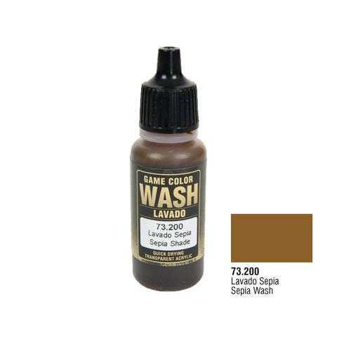 Vallejo 73.200 Game Color Wash: Sepia Wash, 17ml