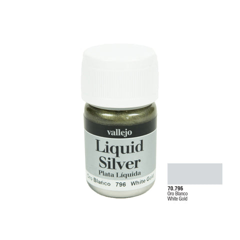Vallejo 70.796 Liquid Silver: White Gold, Alcohol Based), 35 ml