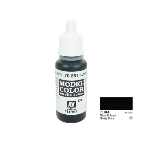 Vallejo 70.861 Model Color: Gloss Black, 17ml