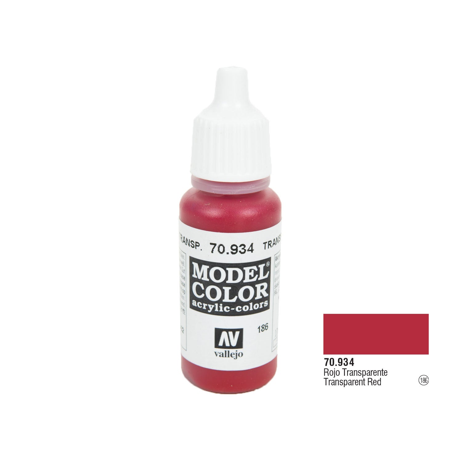 Vallejo 70.934 Model Color: Red (transparent), 17ml