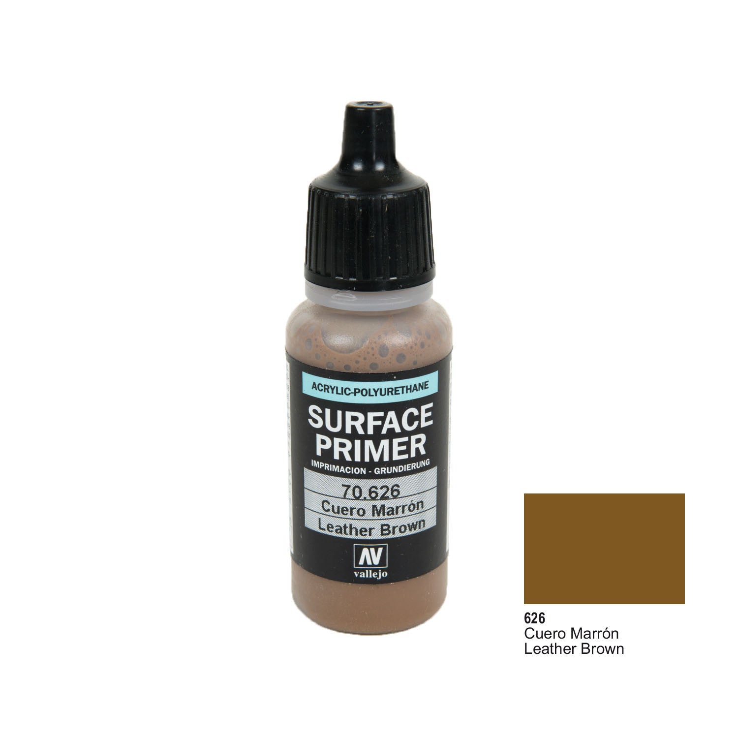Vallejo 70.626 Surface Primer: Leather Brown, 17ml